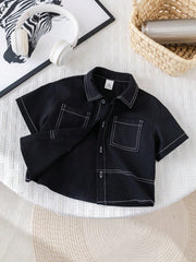 Boys Legend Gothic Print Woven Button Shirt - Onyx