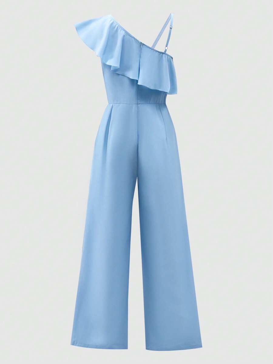 2pcs Big Girls Ruffle One-Shoulder Jumpsuit & Wide-Leg Pants - Peri...