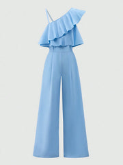 2pcs Big Girls Ruffle One-Shoulder Jumpsuit & Wide-Leg Pants - Peri...