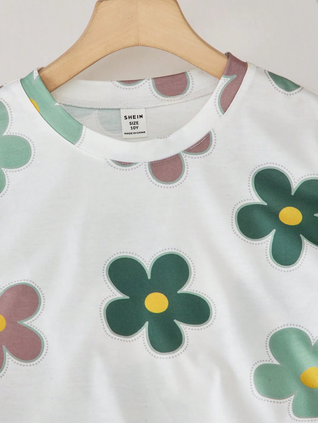 2pcs Girls Floral Print Tee & Wide-Leg Pants Set - Emerald | 21 Cen...