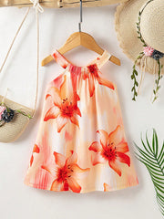 Girls Lily Print Halter Neck A-Line Dress - Champagne | 21 Century ...