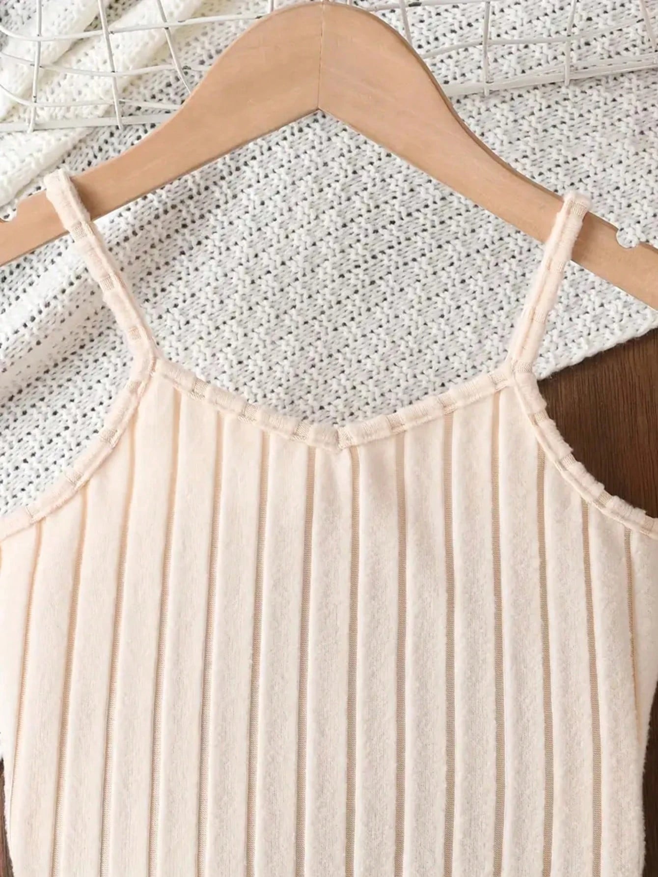 2pcs Big Girls Ribbed Knit Cami Top & Midi Skirt Set - Ecru | 21 Ce...