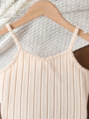 2pcs Big Girls Ribbed Knit Cami Top & Midi Skirt Set - Ecru | 21 Ce...