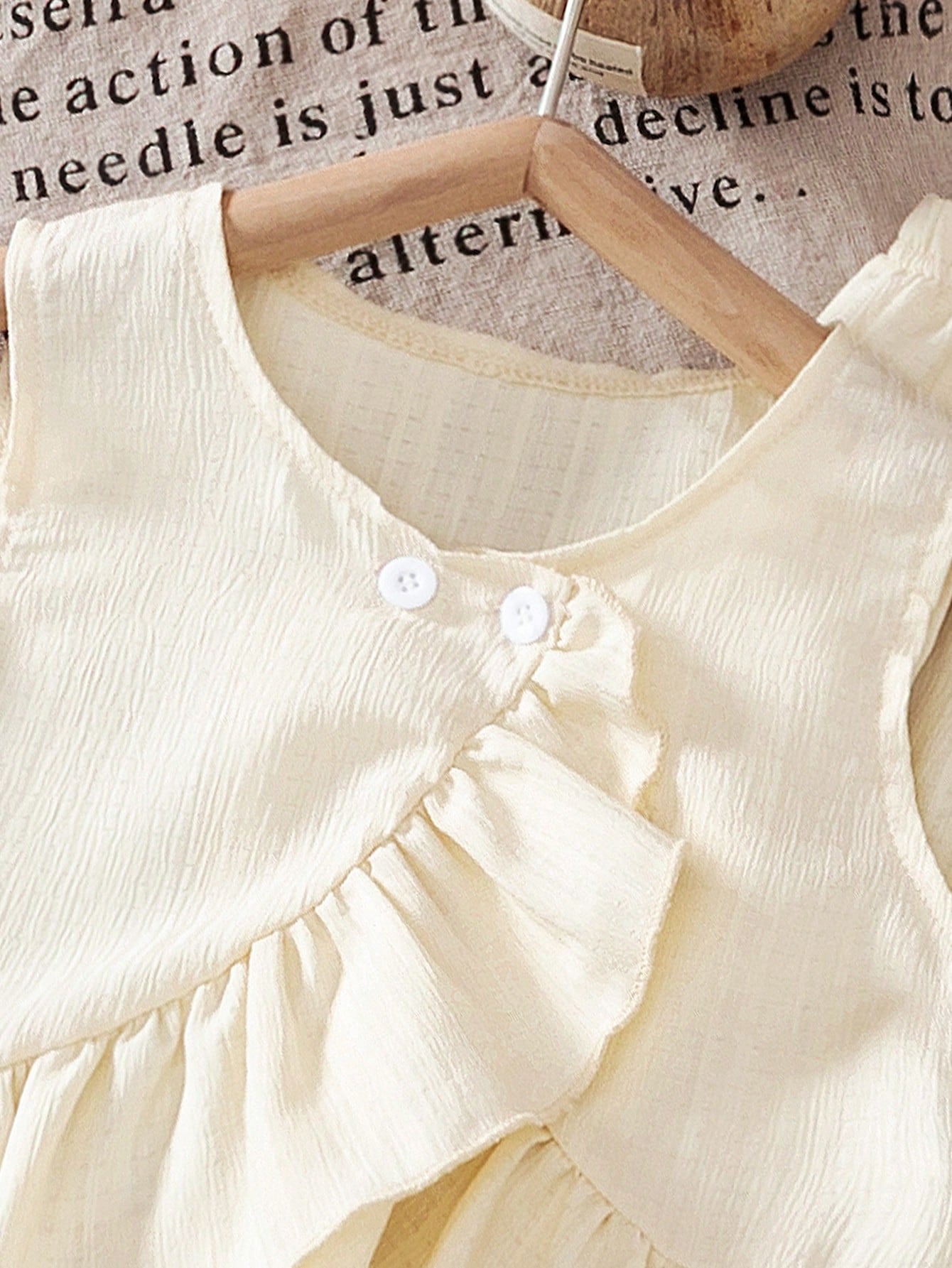 2pcs Little Girls Ruffle Camisole Top & Wide-Leg Pants Set - Ecru |...