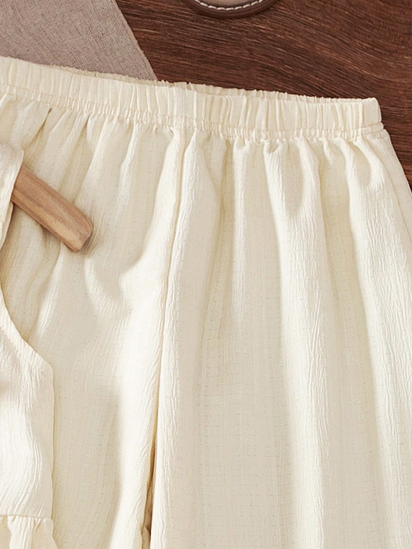 2pcs Little Girls Ruffle Camisole Top & Wide-Leg Pants Set - Ecru |...