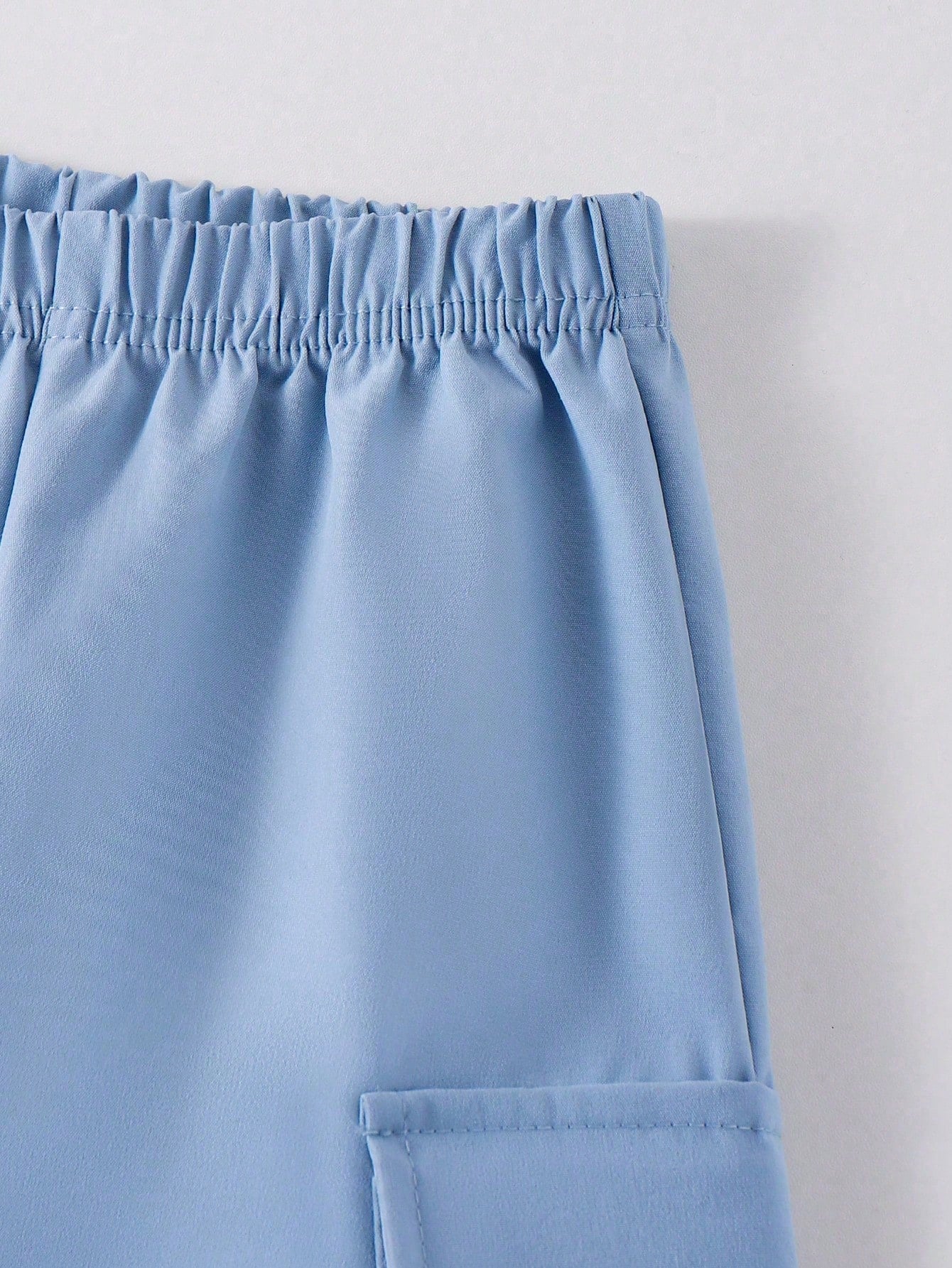2pcs Girls Sequin Bow Ribbed Tee & Cargo Pants Set - Cerulean | 21 ...