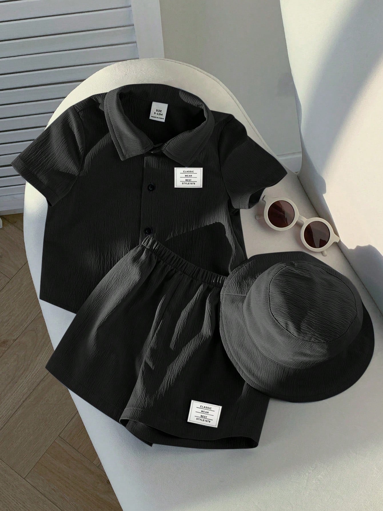 3pcs Boys Textured Polo Shirt, Shorts & Bucket Hat Set - Onyx | 21 ...