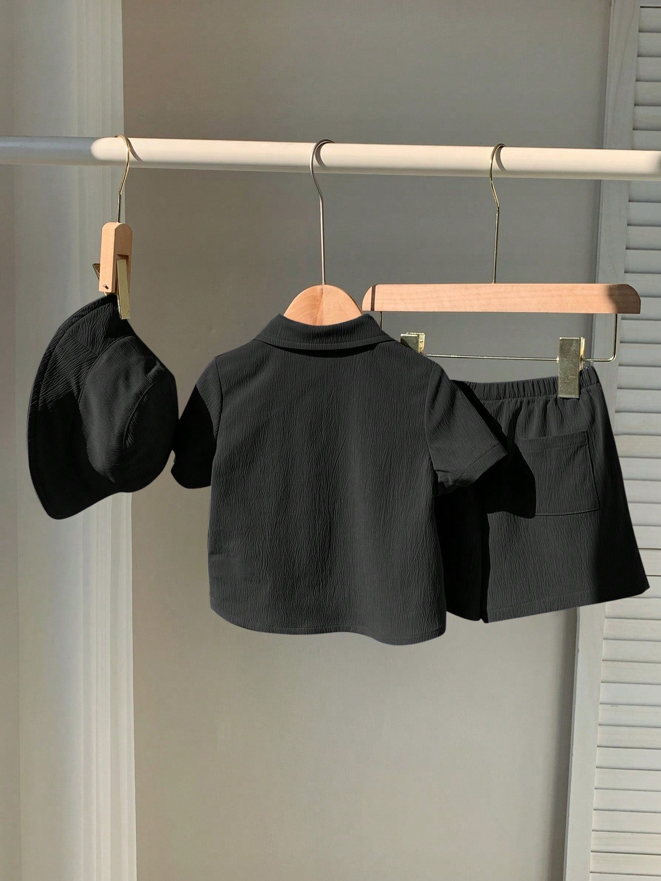 3pcs Boys Textured Polo Shirt, Shorts & Bucket Hat Set - Onyx | 21 ...