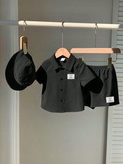 3pcs Boys Textured Polo Shirt, Shorts & Bucket Hat Set - Onyx | 21 ...