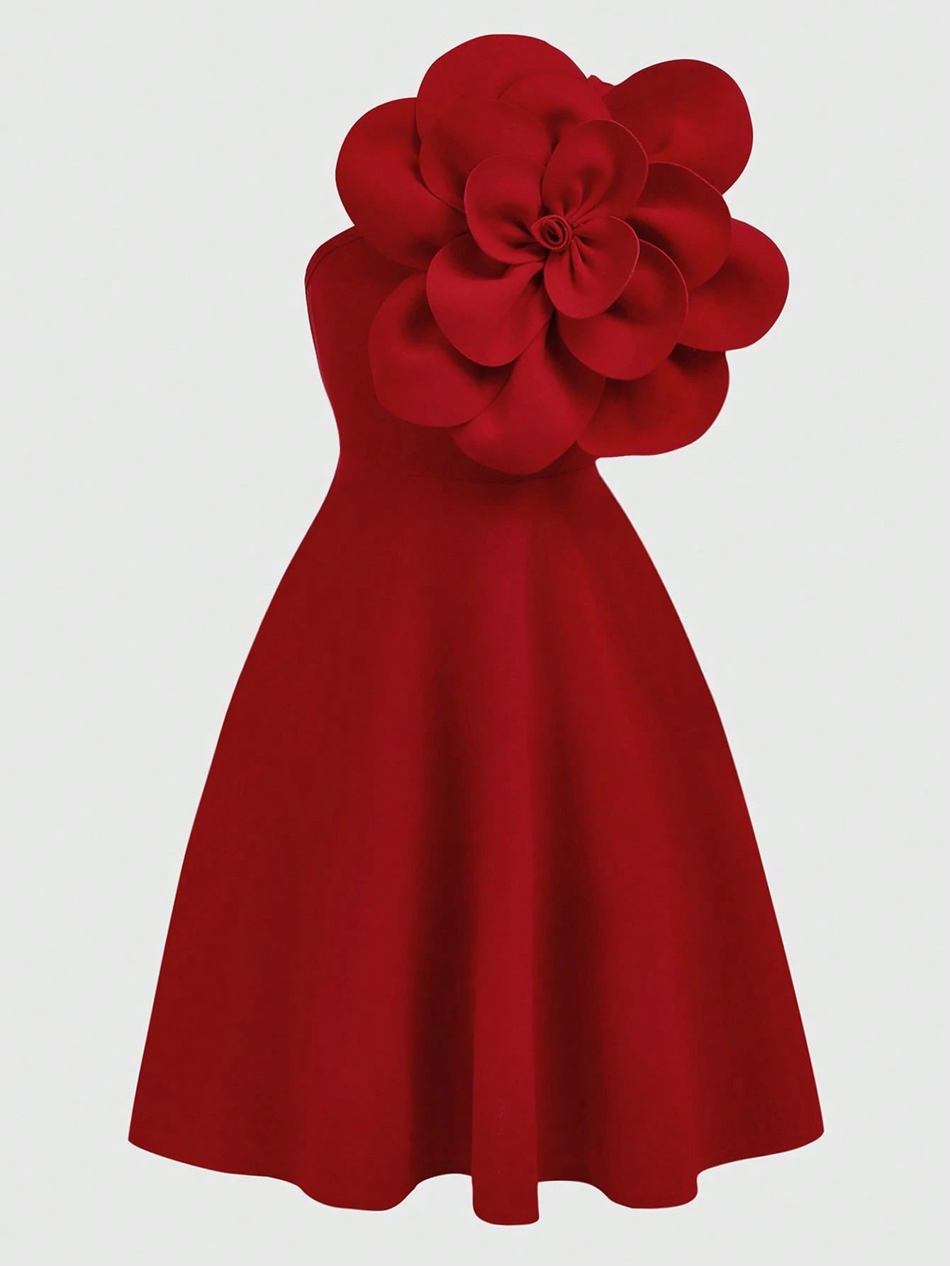 Big Girls 3D Floral One-Shoulder A-Line Dress - Scarlet | 21 Centur...