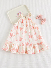 Girls Palm Print Ruffle Hem Smock Dress - Isabelline