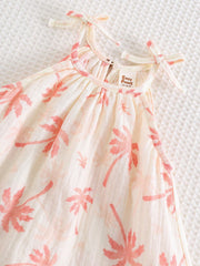 Girls Palm Print Ruffle Hem Smock Dress - Isabelline