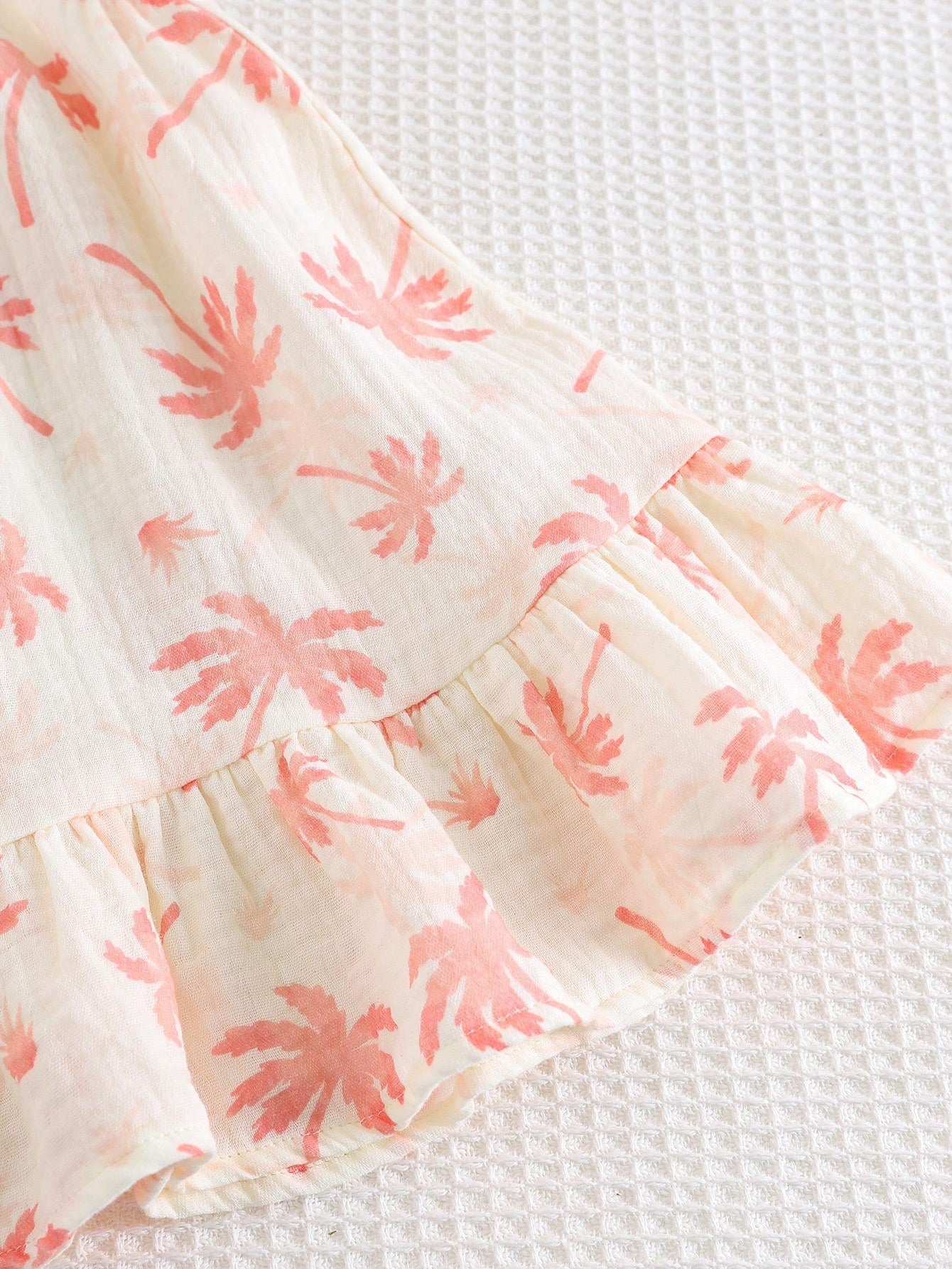 Girls Palm Print Ruffle Hem Smock Dress - Isabelline