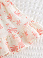 Girls Palm Print Ruffle Hem Smock Dress - Isabelline