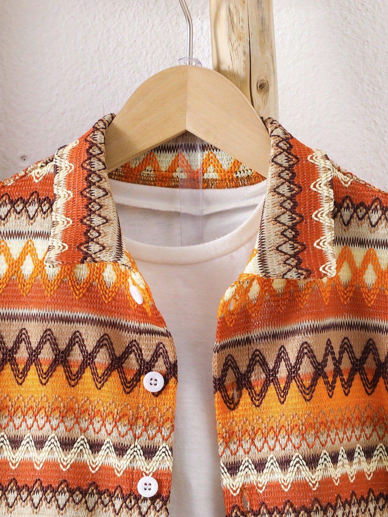 Boys Geometric Zigzag Shirt & Shorts Set - Amber
