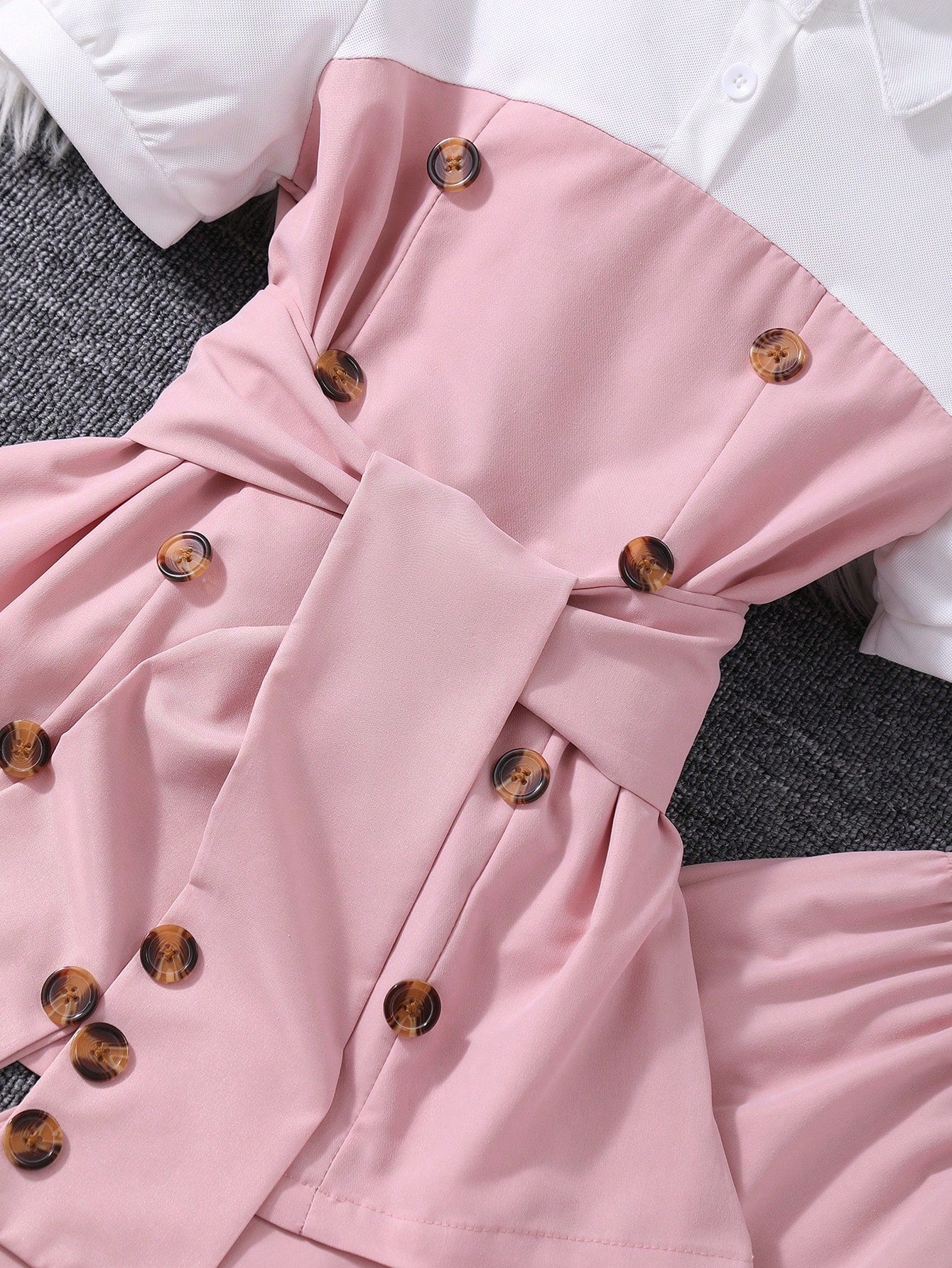 2pcs Big Girls Puff Sleeve Polo Top & Wide-Leg Pants Set - Blush | ...