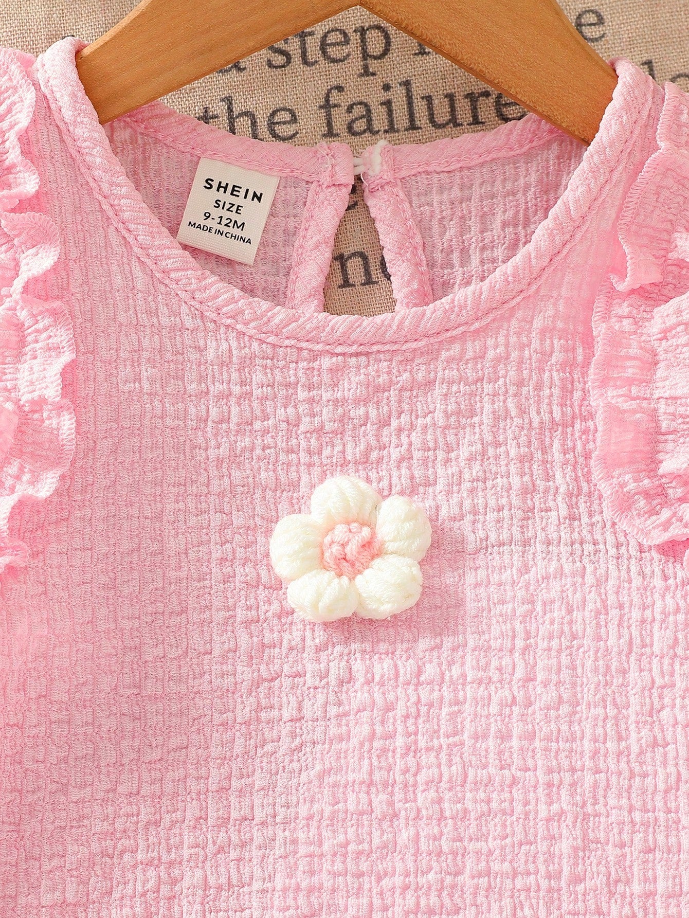 Girls Ruffle Trim Floral Appliqué Top & Shorts - Blush