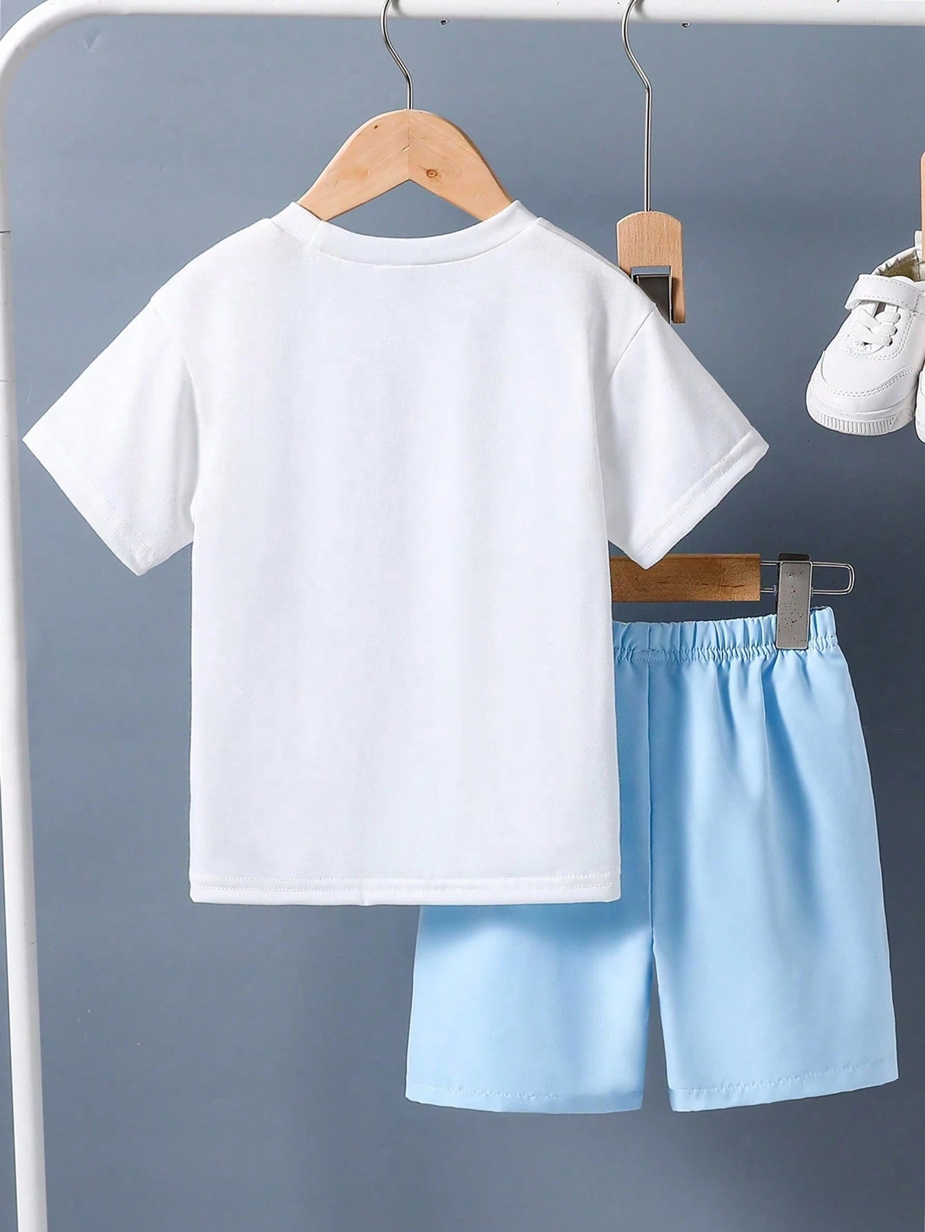 2pcs Big Boys Letter Print Tee & Shorts Set - Ivory