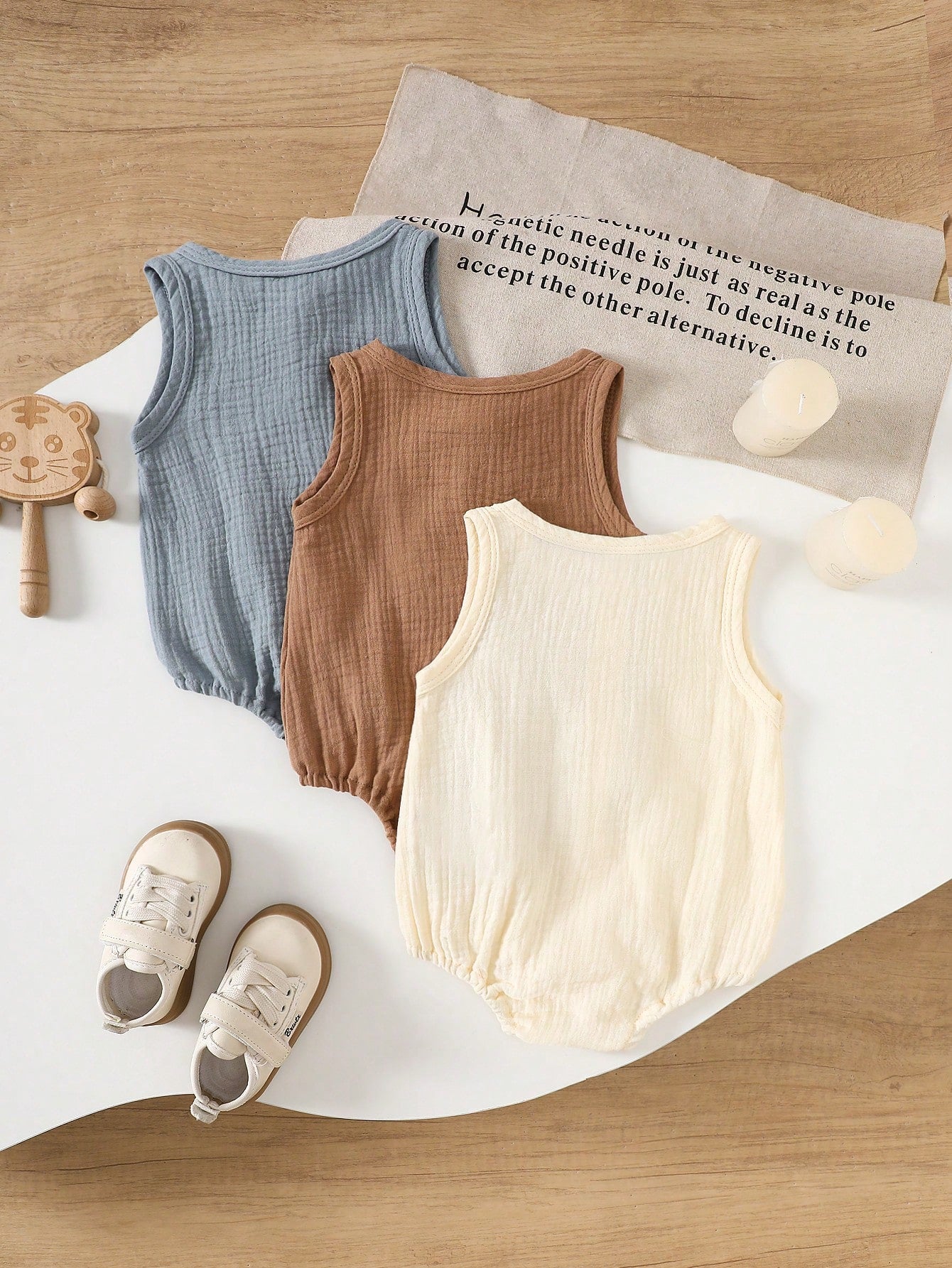 Baby Boys Sleeveless Button-Front Cotton Romper - Isabelline