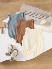 Baby Boys Sleeveless Button-Front Cotton Romper - Isabelline