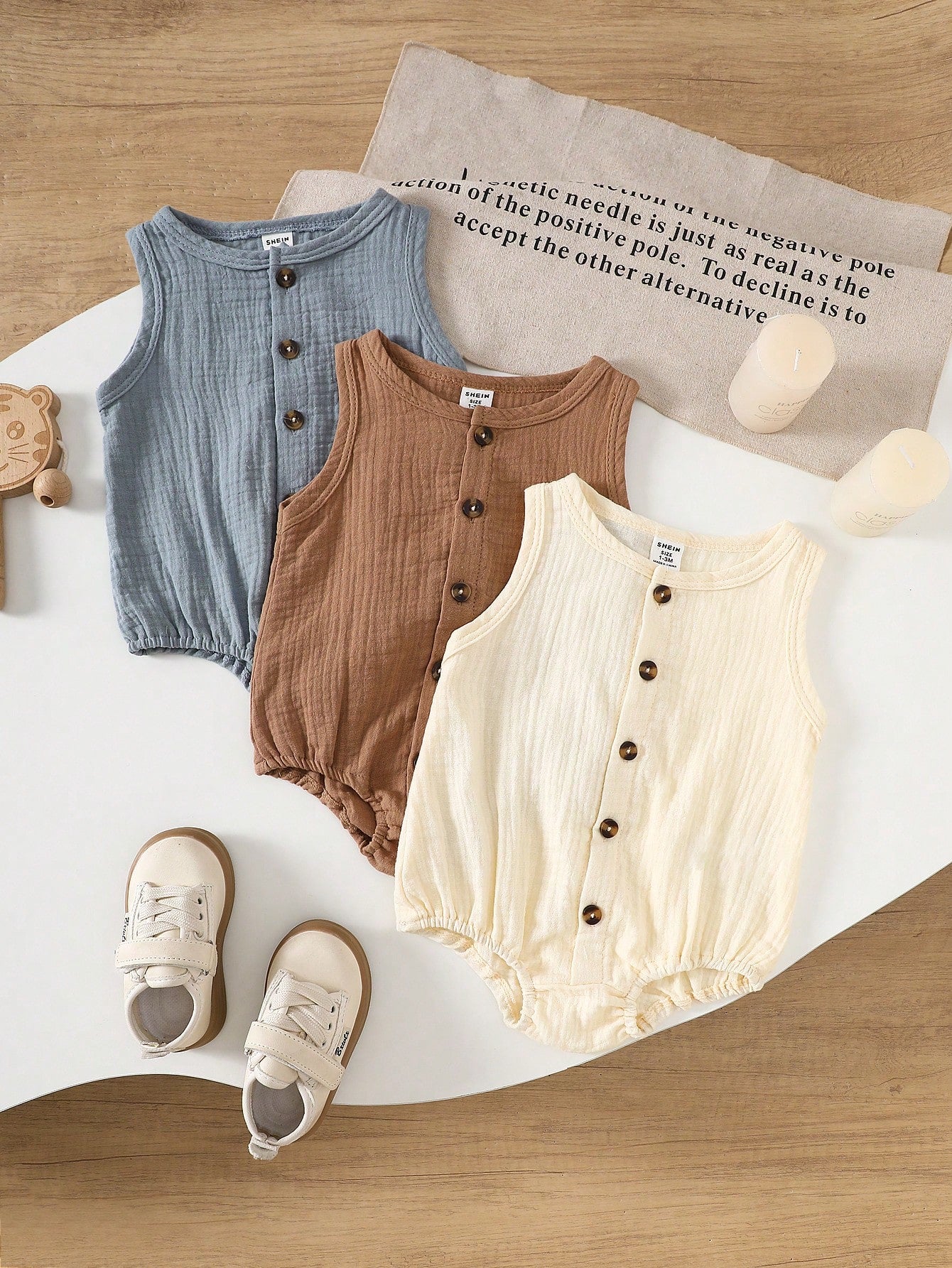 Baby Boys Sleeveless Button-Front Cotton Romper - Isabelline