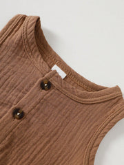 Baby Boys Sleeveless Button-Front Cotton Romper - Isabelline