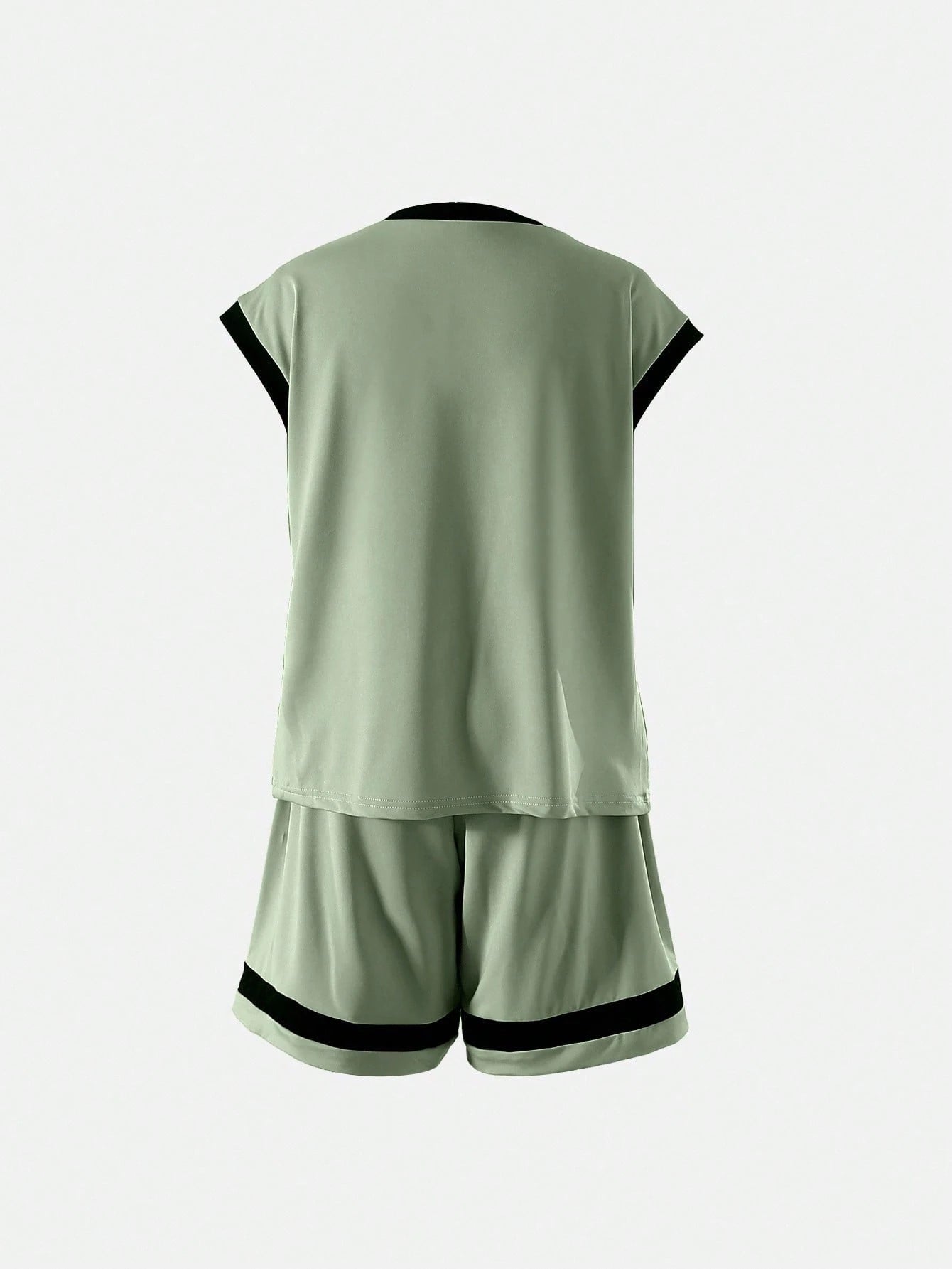2pcs Boys Milano Graphic Vest & Shorts Set - Sage | 21 Century Kids