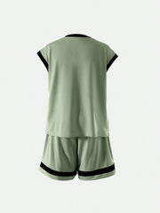 2pcs Boys Milano Graphic Vest & Shorts Set - Sage | 21 Century Kids