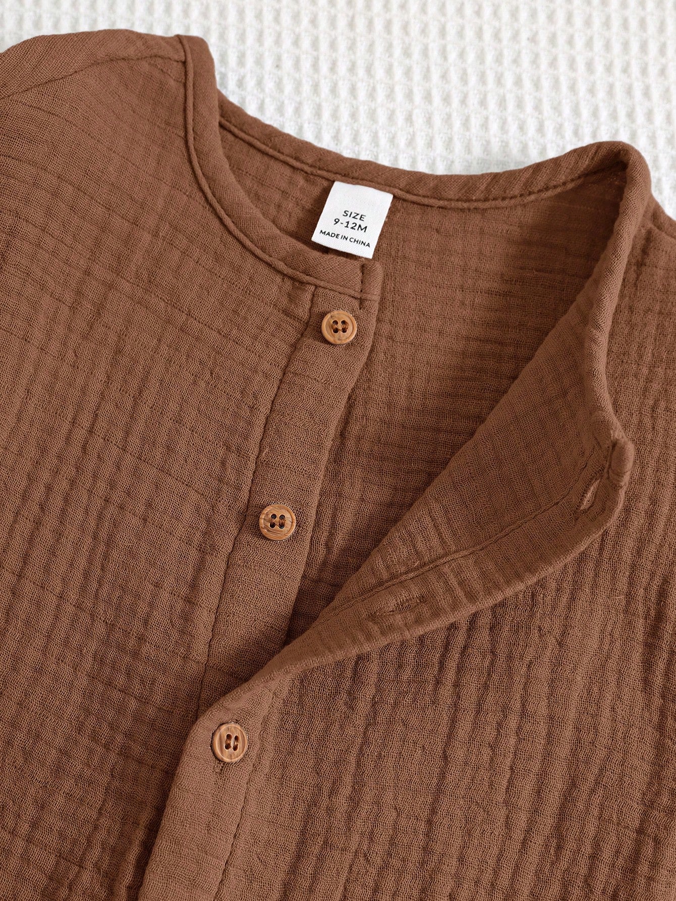 Baby Boys Button-Front Muslin Short Romper - Mocha