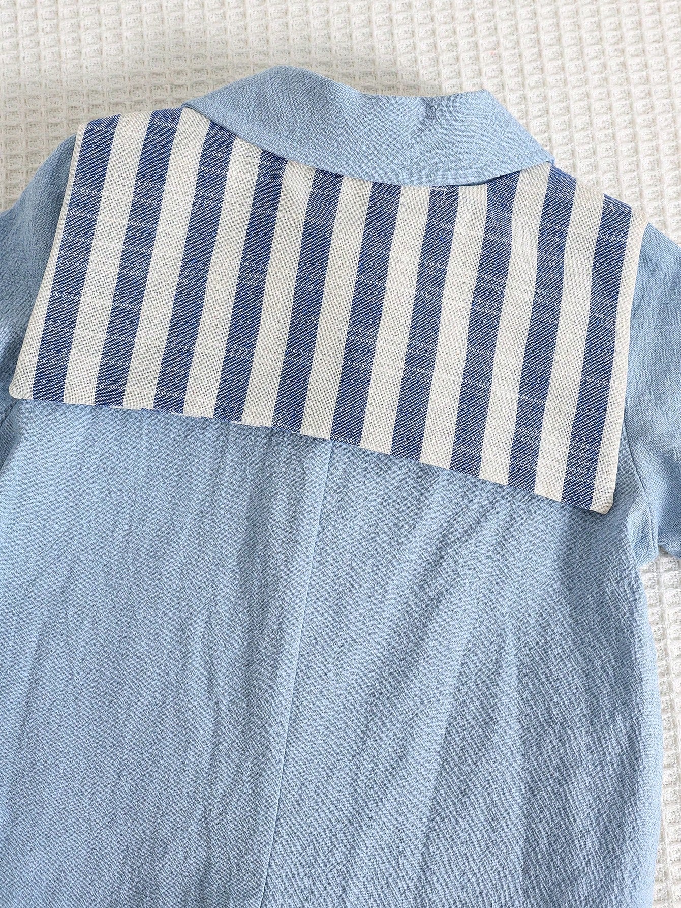 Boys Sailor Collar Striped Cape Short-Sleeve Romper - Cerulean | 21...