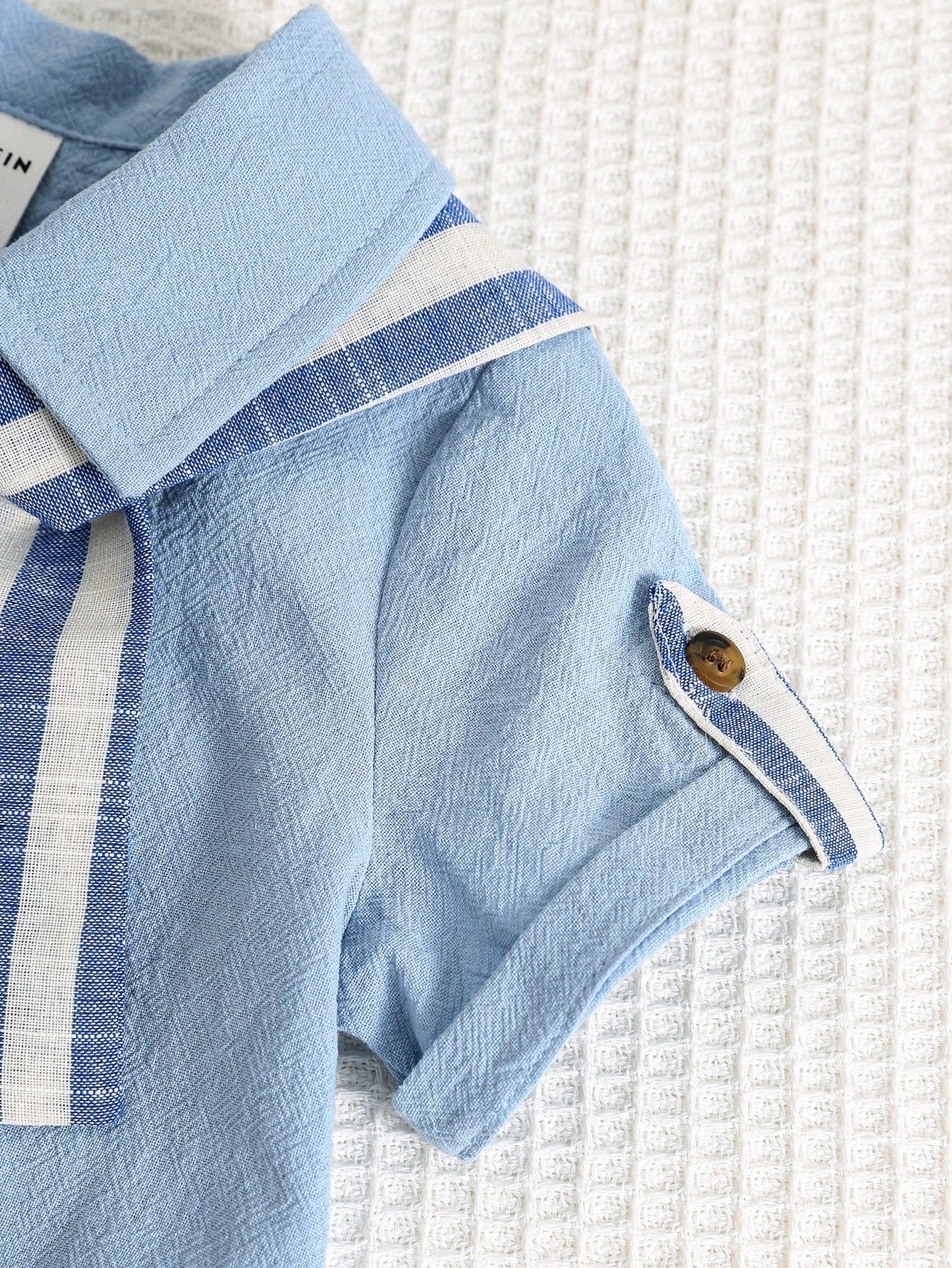 Boys Sailor Collar Striped Cape Short-Sleeve Romper - Cerulean | 21...