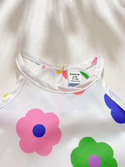 2pcs Girls Floral Peplum Camisole & Shorts Set - Ivory | 21 Century...