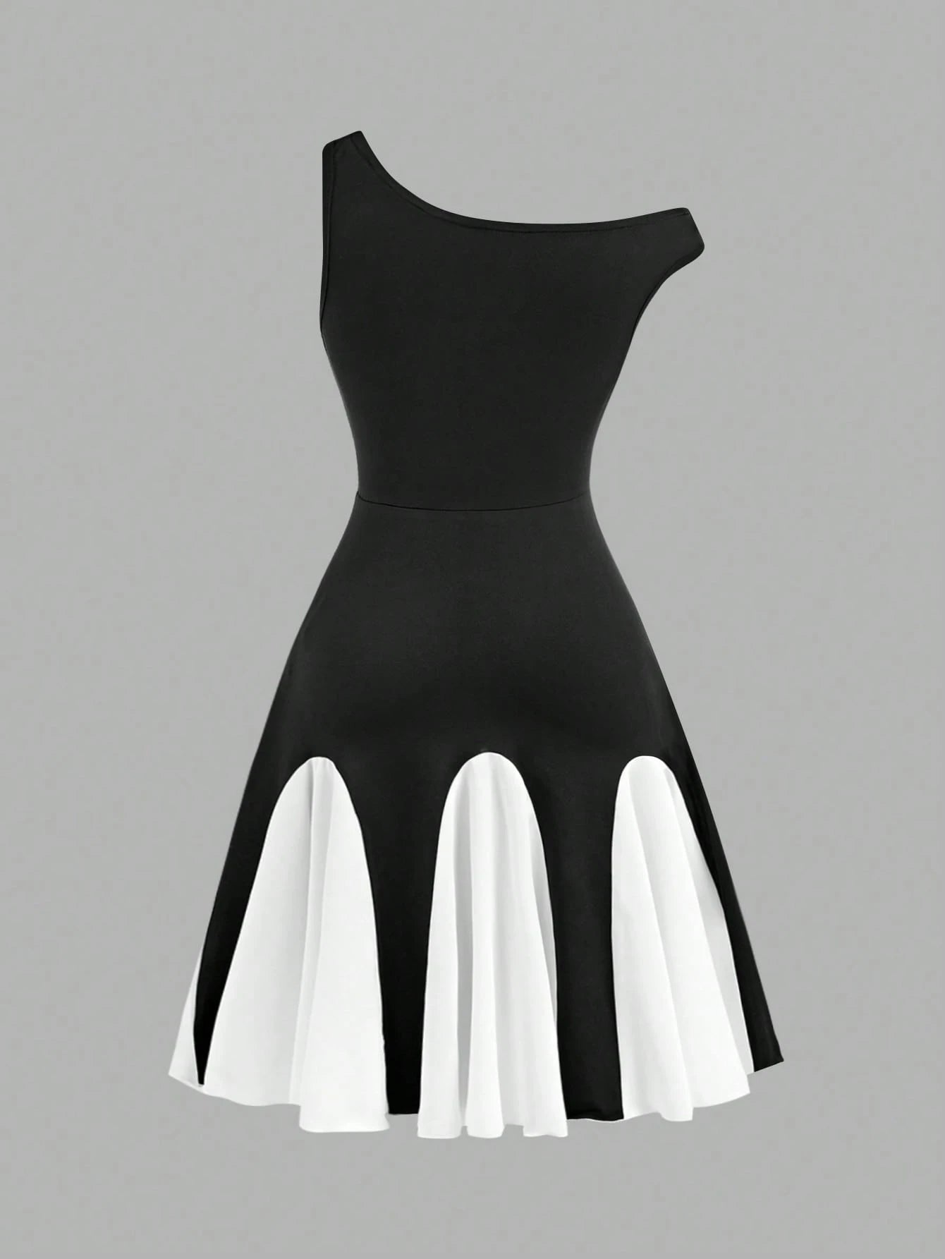 Big Girls Asymmetric One-Shoulder Colourblock Skater Dress - Onyx |...
