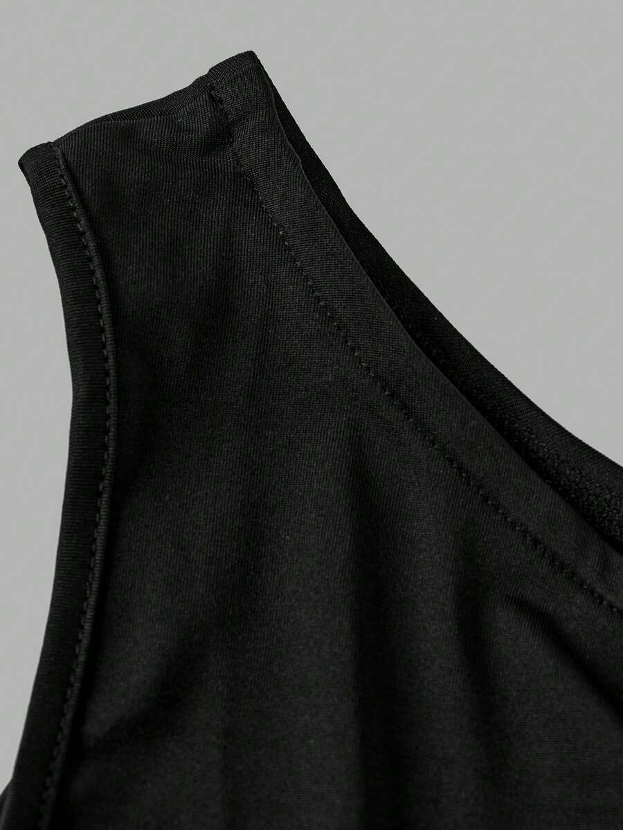 Big Girls Asymmetric One-Shoulder Colourblock Skater Dress - Onyx |...