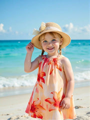 Girls Lily Print Halter Neck A-Line Dress - Champagne | 21 Century ...