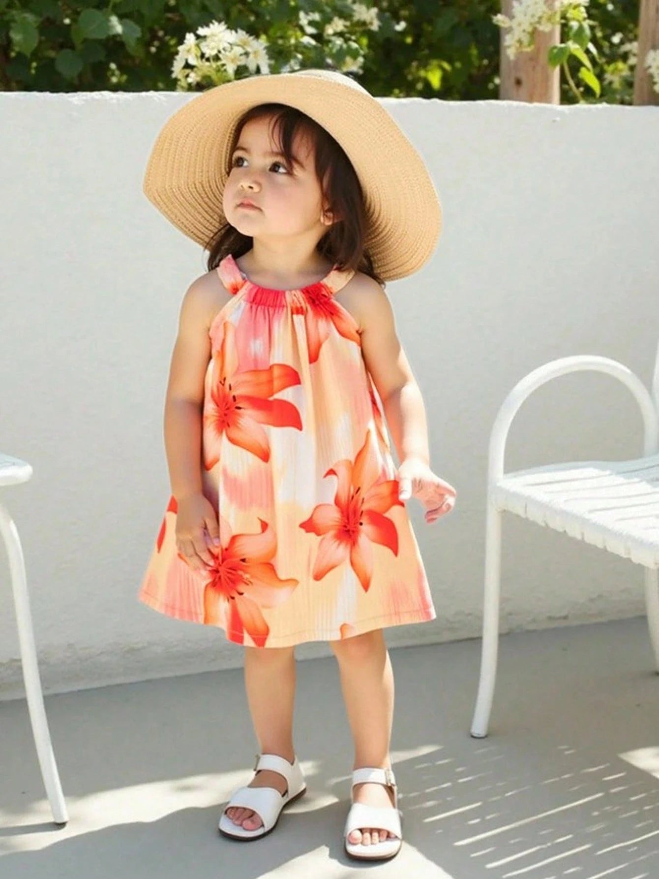 Girls Lily Print Halter Neck A-Line Dress - Champagne | 21 Century ...