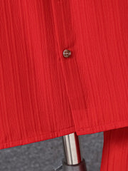 Boys Wavy Texture Shirt & Shorts Set - Brick Red