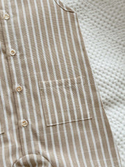 Little Boys Striped Sleeveless Romper & Bucket Hat - Taupe
