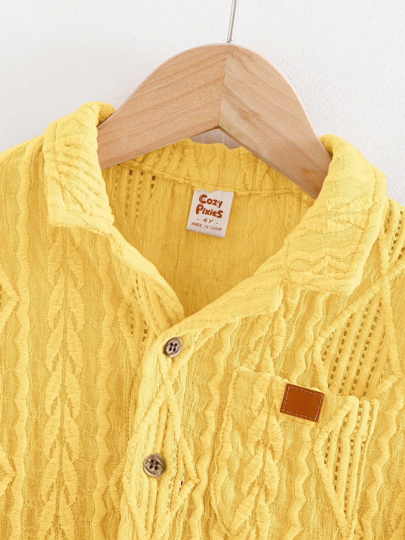 2pcs Little Boys Cable-Knit Texture Shirt & Shorts Set - Buttercup