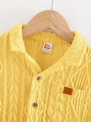 2pcs Little Boys Cable-Knit Texture Shirt & Shorts Set - Buttercup
