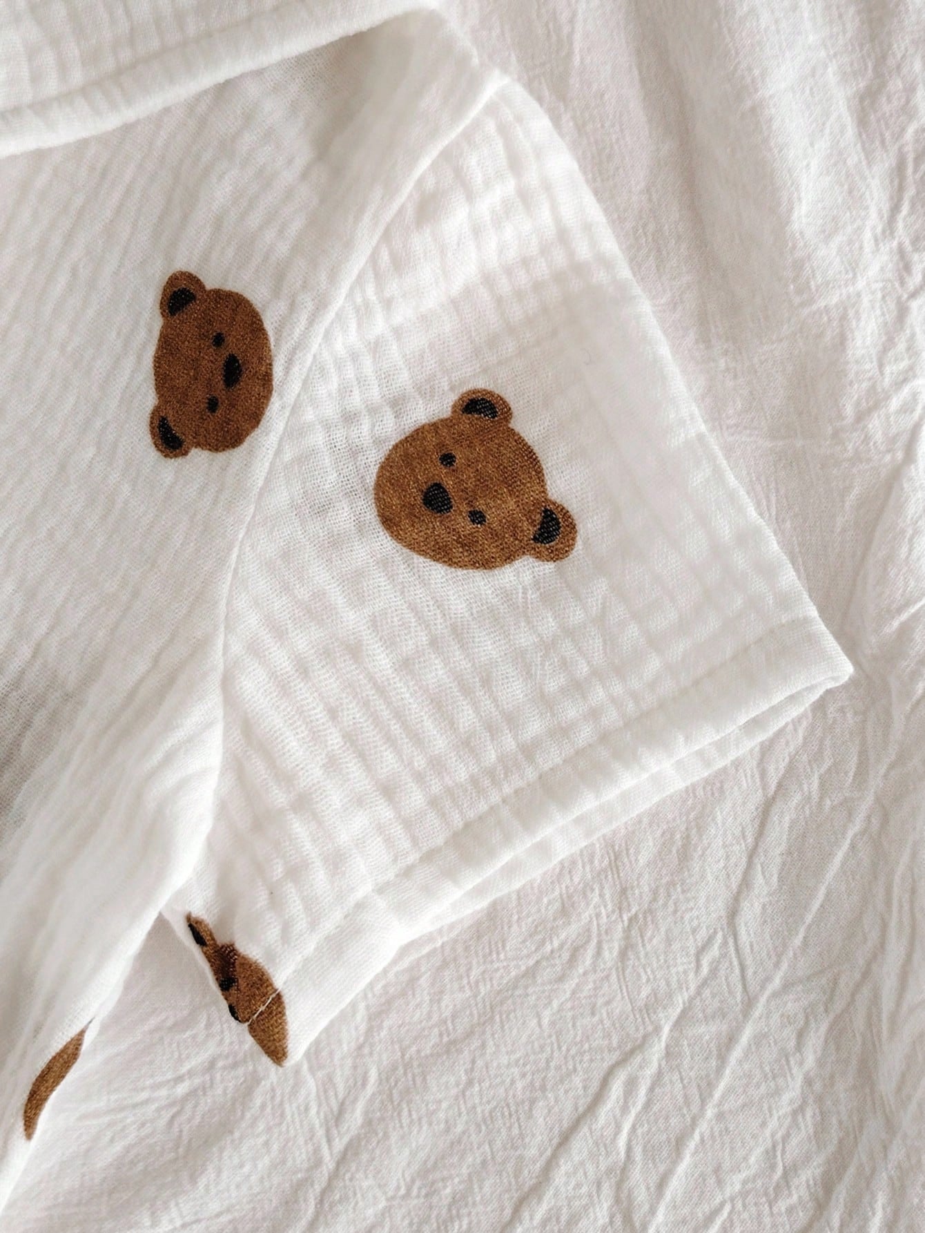 Baby Boys Bear Print Collar Shirt & Shorts Set - Ivory