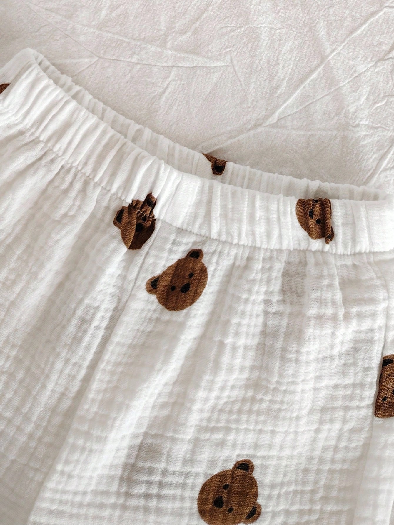 Baby Boys Bear Print Collar Shirt & Shorts Set - Ivory