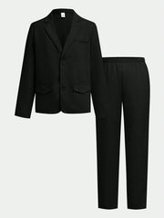 2pcs Big Boys Gentleman Jacket & Pants Suit - Classic Black