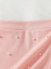 2pcs Girls 3D Floral Pearl Tank Top & Skort Set - Blush | 21 Centur...
