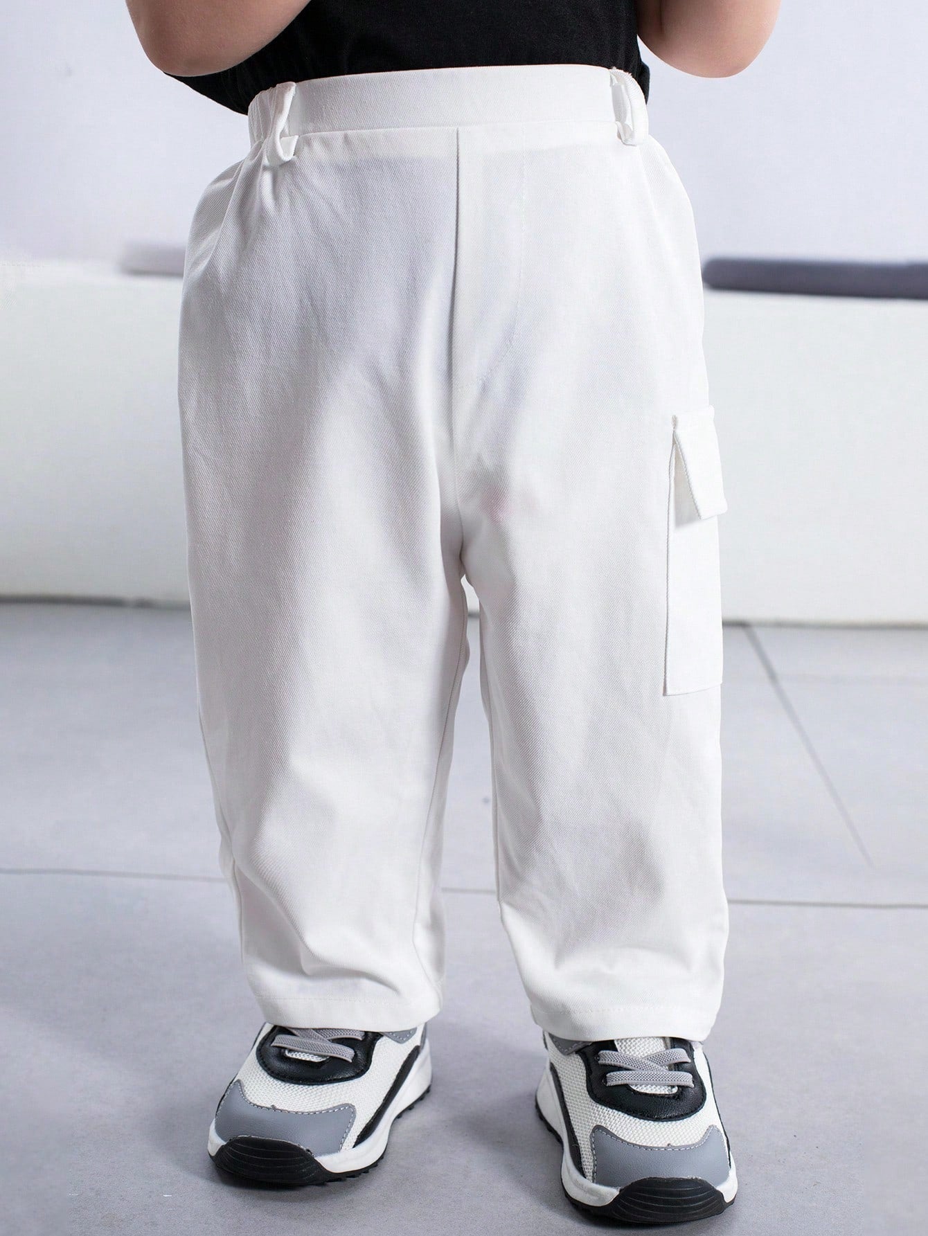 Boys Cargo-Pocket Twill Tapered Trousers - Ivory | 21 Century Kids