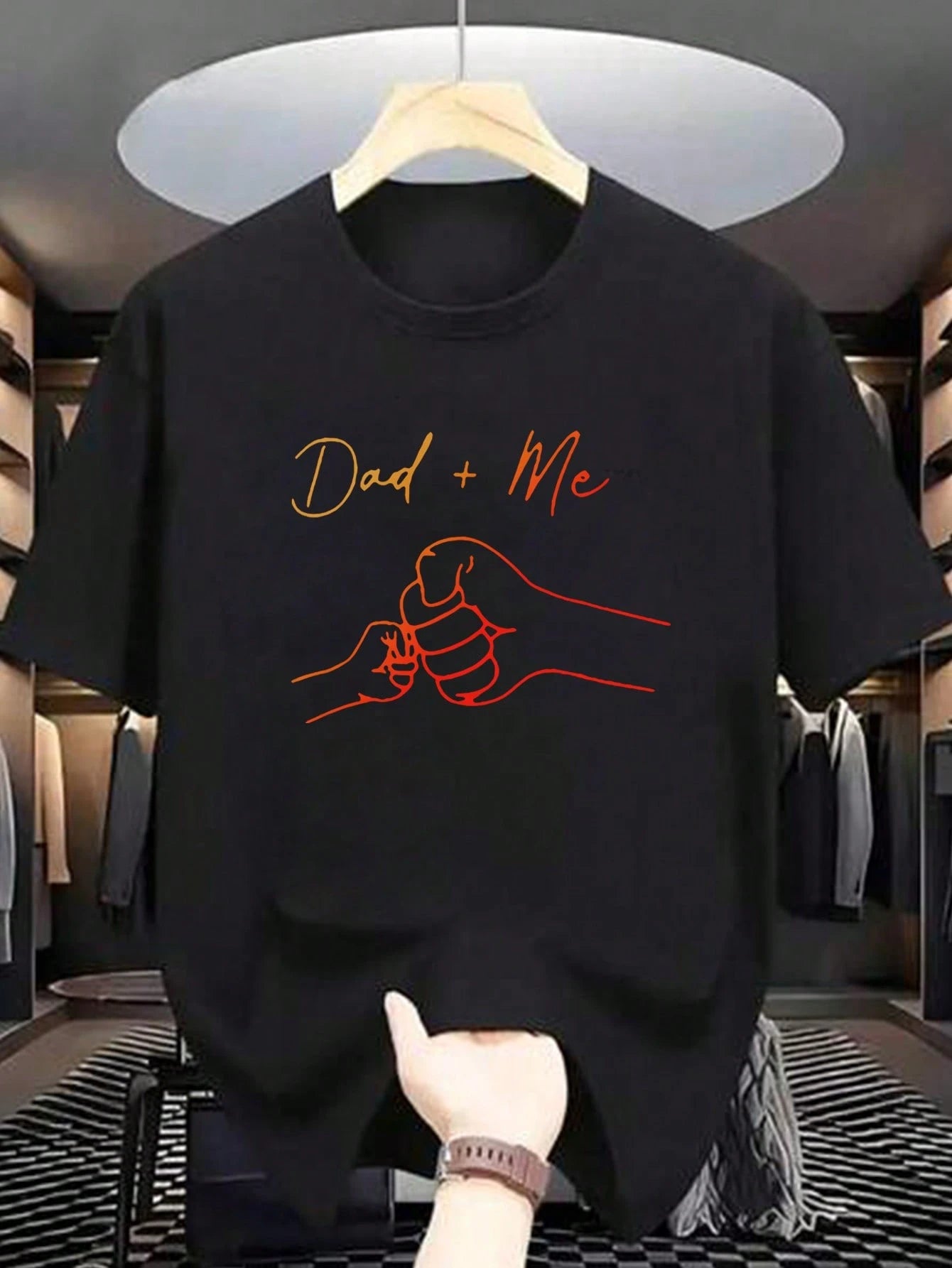 Boys Dad + Me Fist Bump Graphic Crew Neck Tee - Onyx | 21 Century Kids
