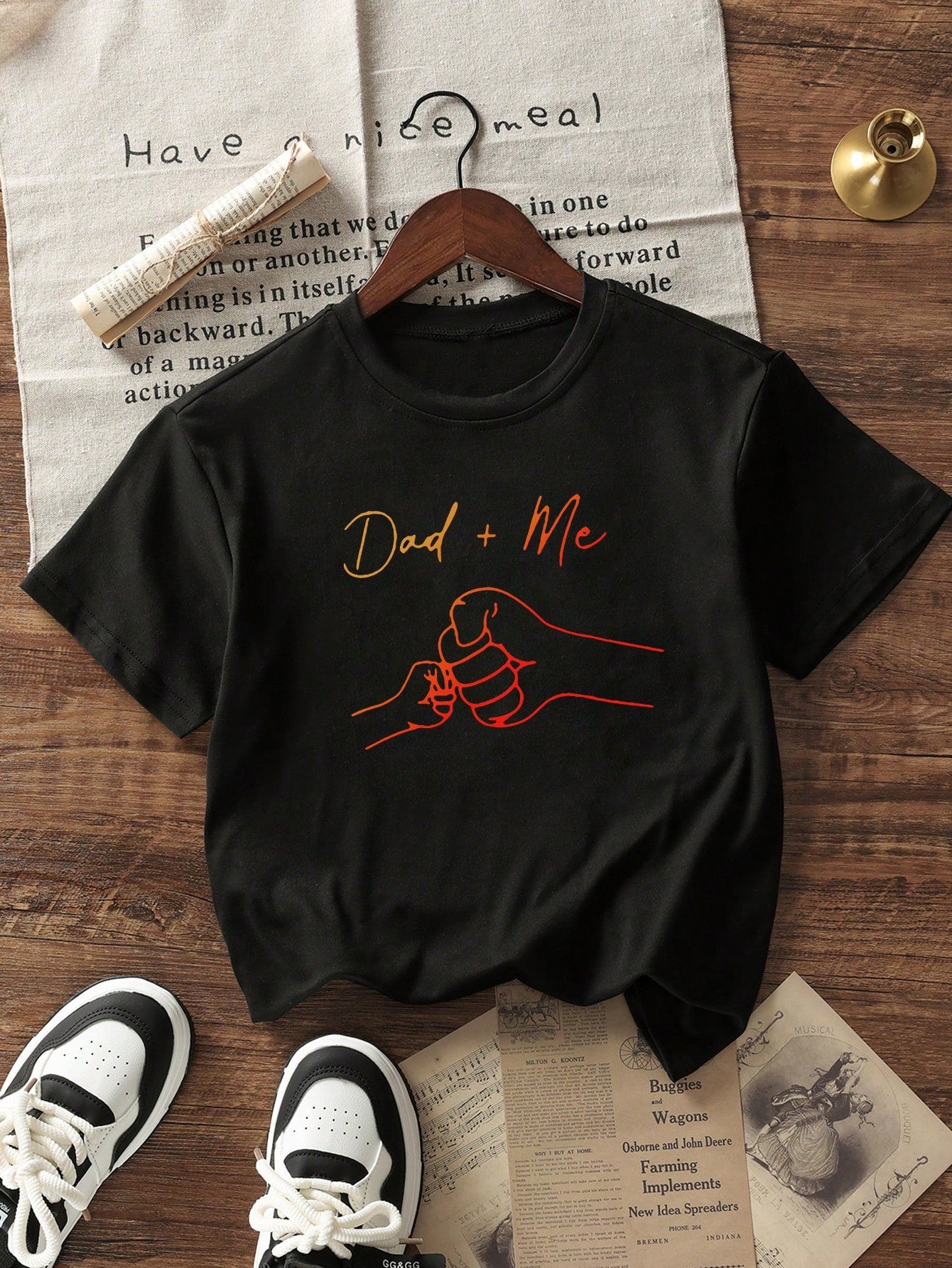 Boys Dad + Me Fist Bump Graphic Crew Neck Tee - Onyx | 21 Century Kids
