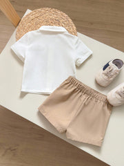 2pcs Baby Unisex Polo Shirt & Chino Shorts Set - Ivory | 21 Century...