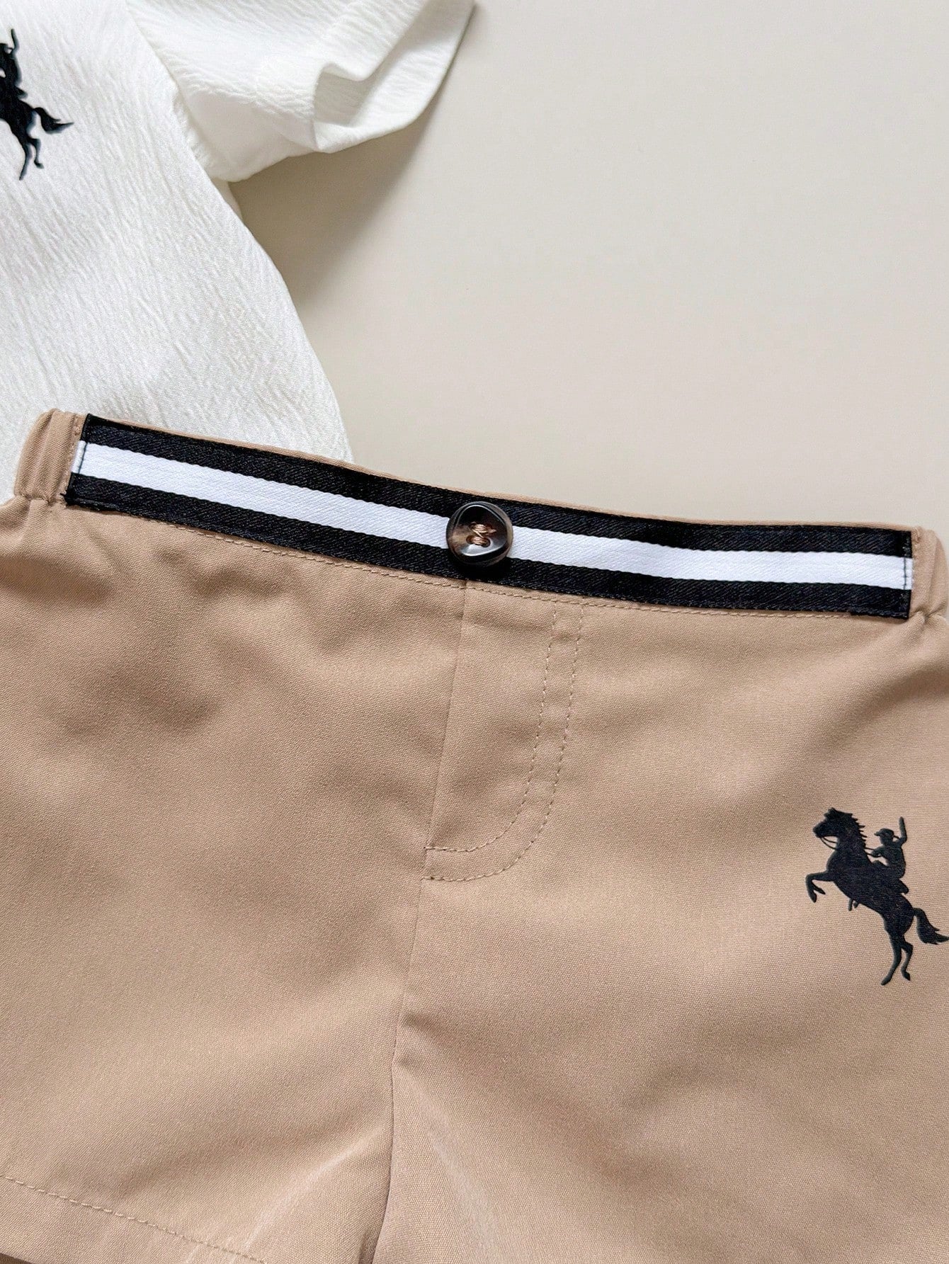 2pcs Baby Unisex Polo Shirt & Chino Shorts Set - Ivory | 21 Century...