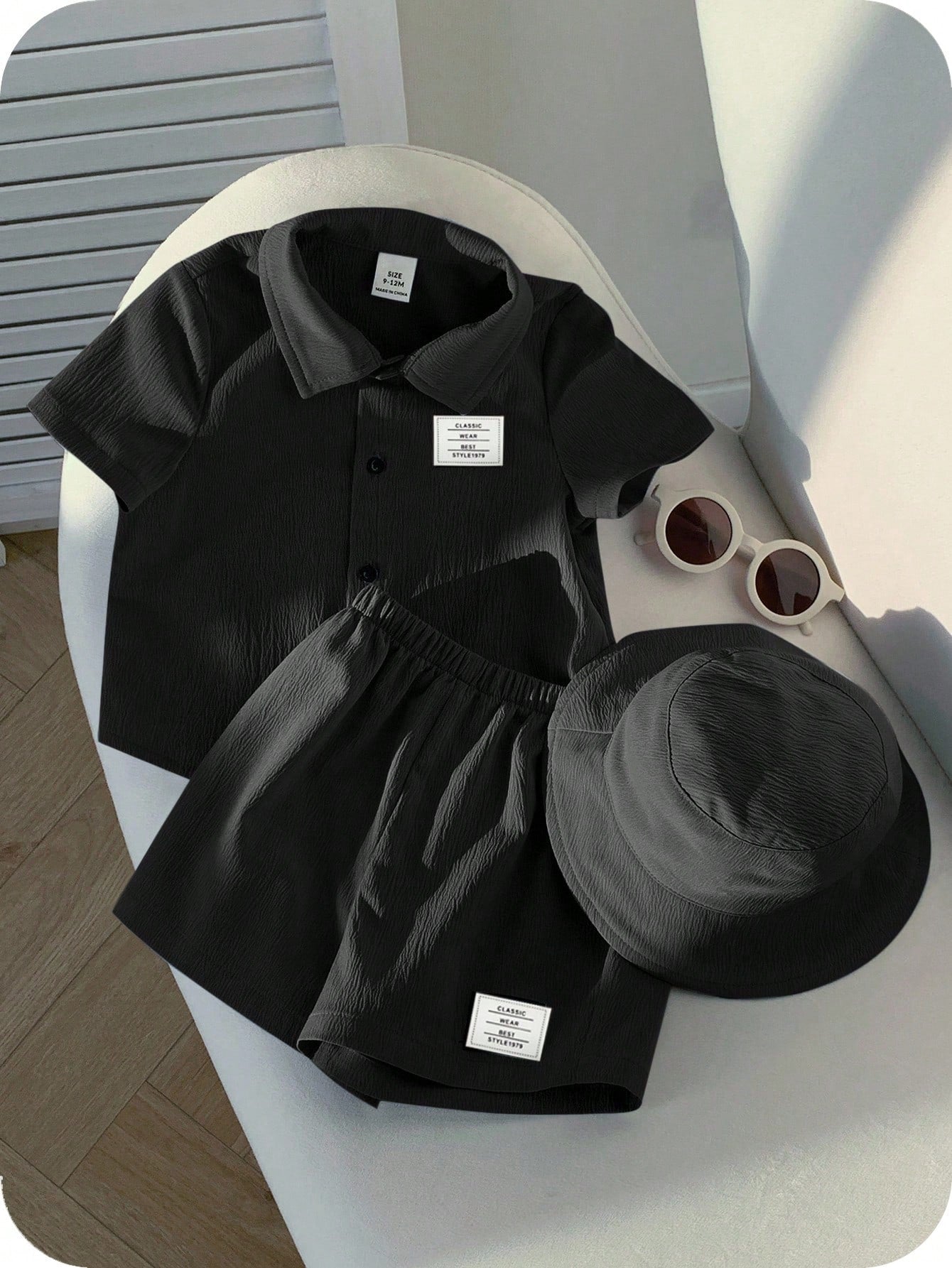 3pcs Boys Textured Polo Shirt, Shorts & Bucket Hat Set - Onyx | 21 ...